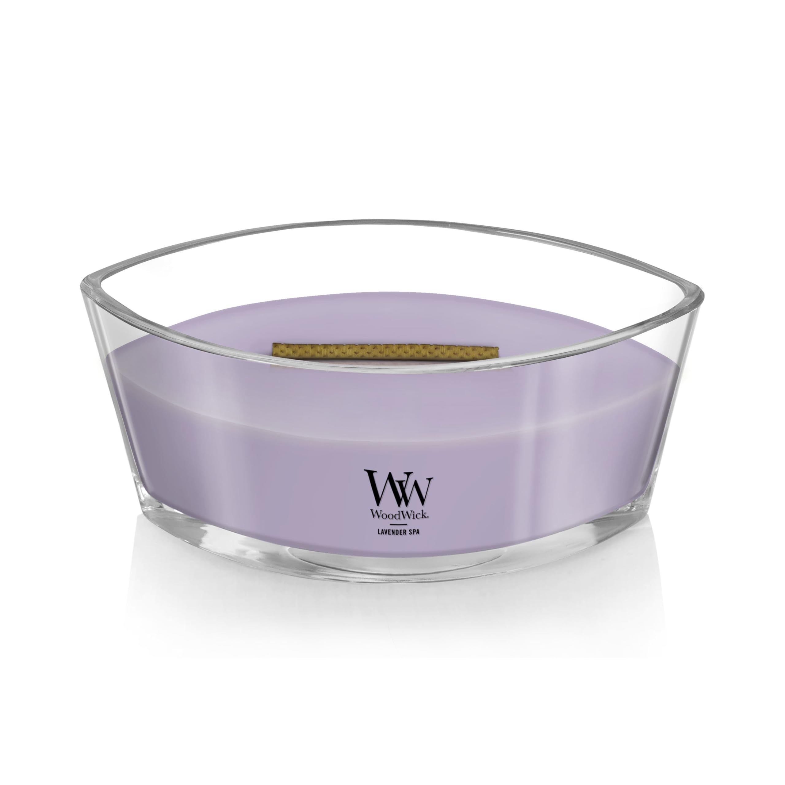 WoodWick Candela profumata Ellispe con stoppino crepitante | Lavender Spa | Durata della fragranza: fino a 50 ore