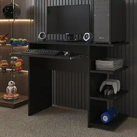 Mesa Escrivaninha Para Computador Escritório Pc gamer (preto/preto)