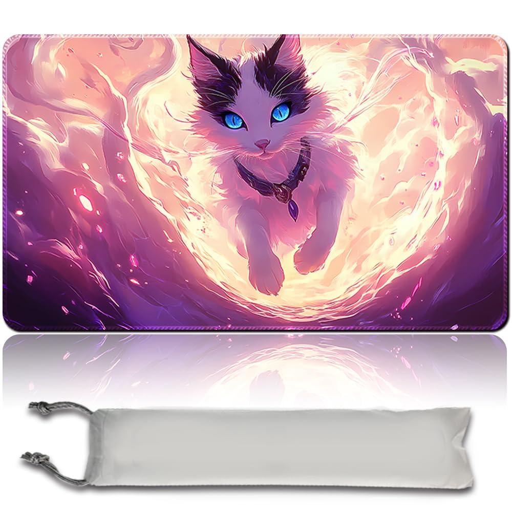 MTG PlayMat, 60 x 35 cm TCG PlayMat Stitched Edges Trading Card Game Play Mats with Storage Bag Smooth Rubber Surface Fighting Play Mat (MTG Set 40-5,No Zone)