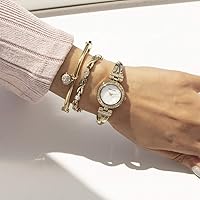 Vista 5 de Anne Klein Juego de reloj y pulsera con detalles de cristal prémium para mujer