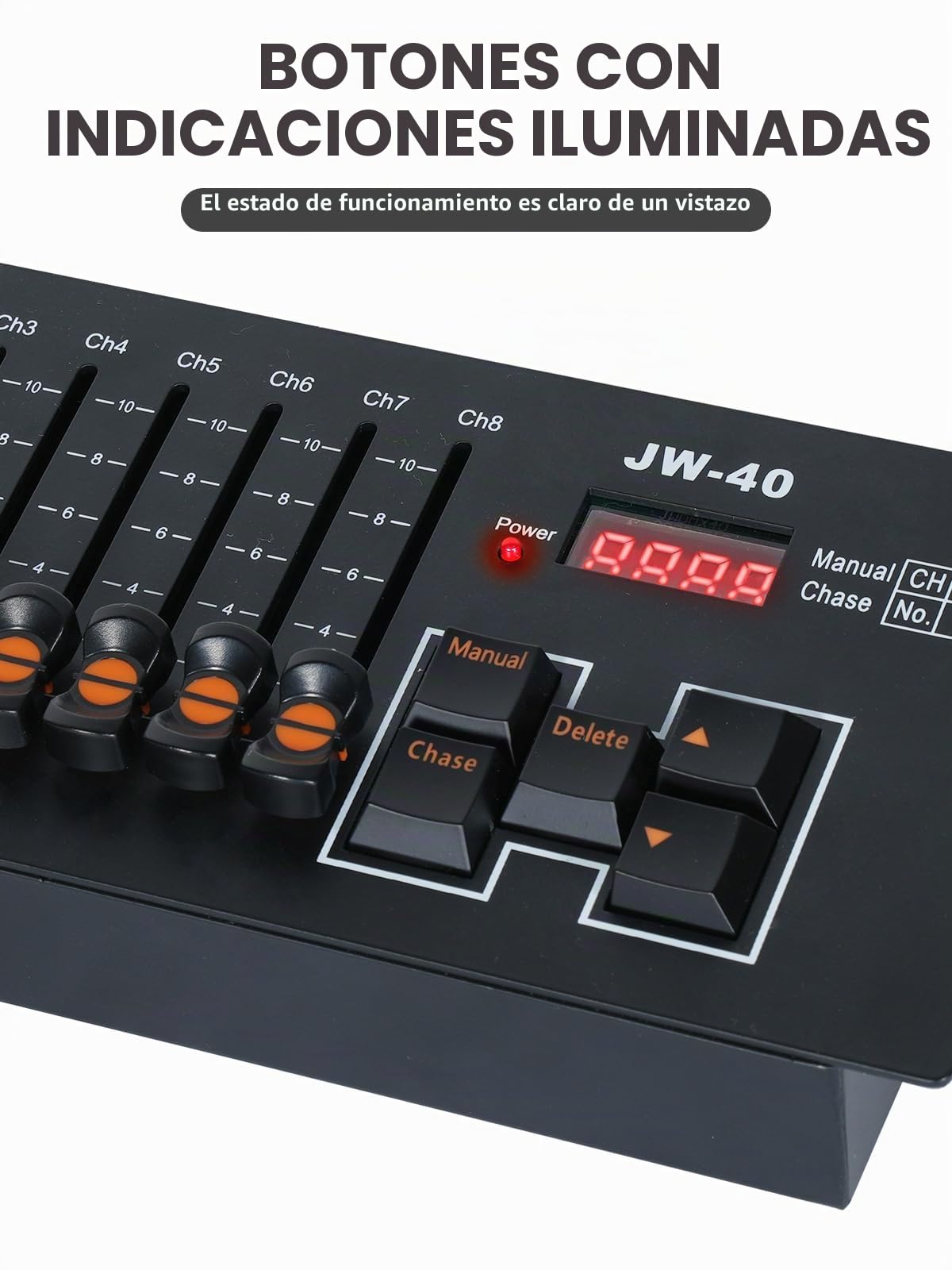 Controlador DMX, Controlador DJ DMX512 de 40 canales con batería integrada, Consola de mezcla DMX para iluminación de escenario, DJ, Cabezales móviles, Bares, Espectáculos en vivo, Fiestas