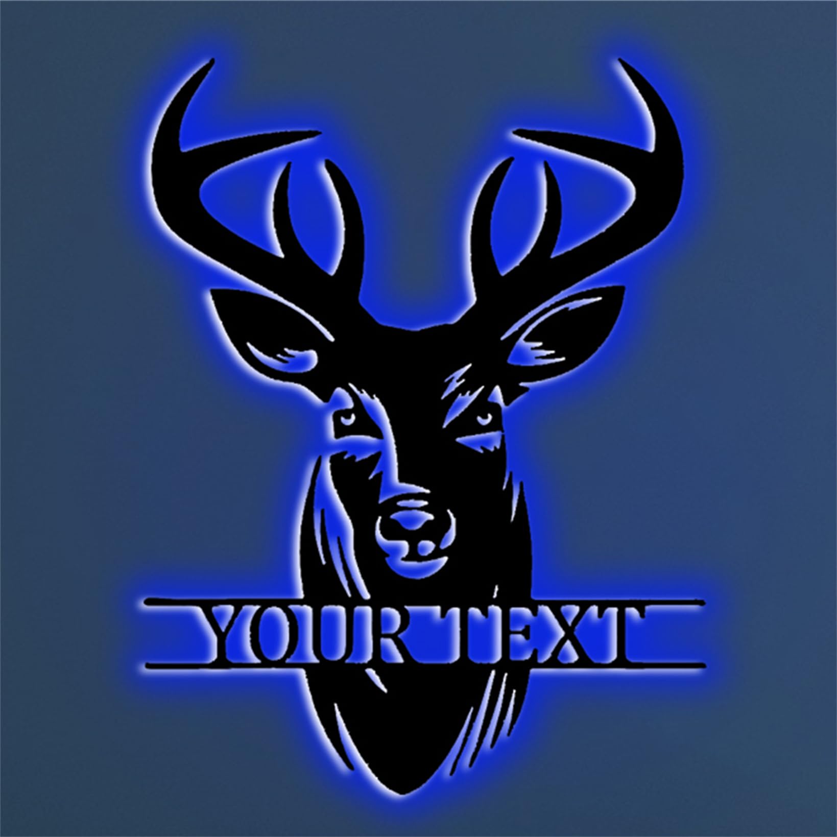 Personalized Elk Head Metal Wall Art With LED Lights Christmas Deer Neon Sign Custom Name Moose Man Cave Home Living Room Wall Decor Gift for Dad Grandpa Family Husband Hunter