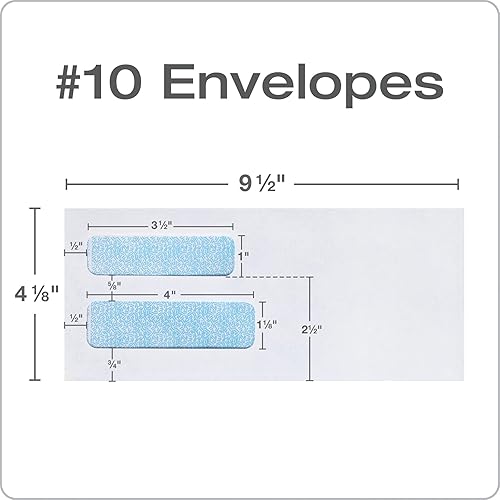 Miniatura 2 de Columbian Sobres de seguridad #10 de doble ventana, 4-18 x 9-12 pulgadas, autosellados, blancos, para enviar facturas, extractos y documentos,
