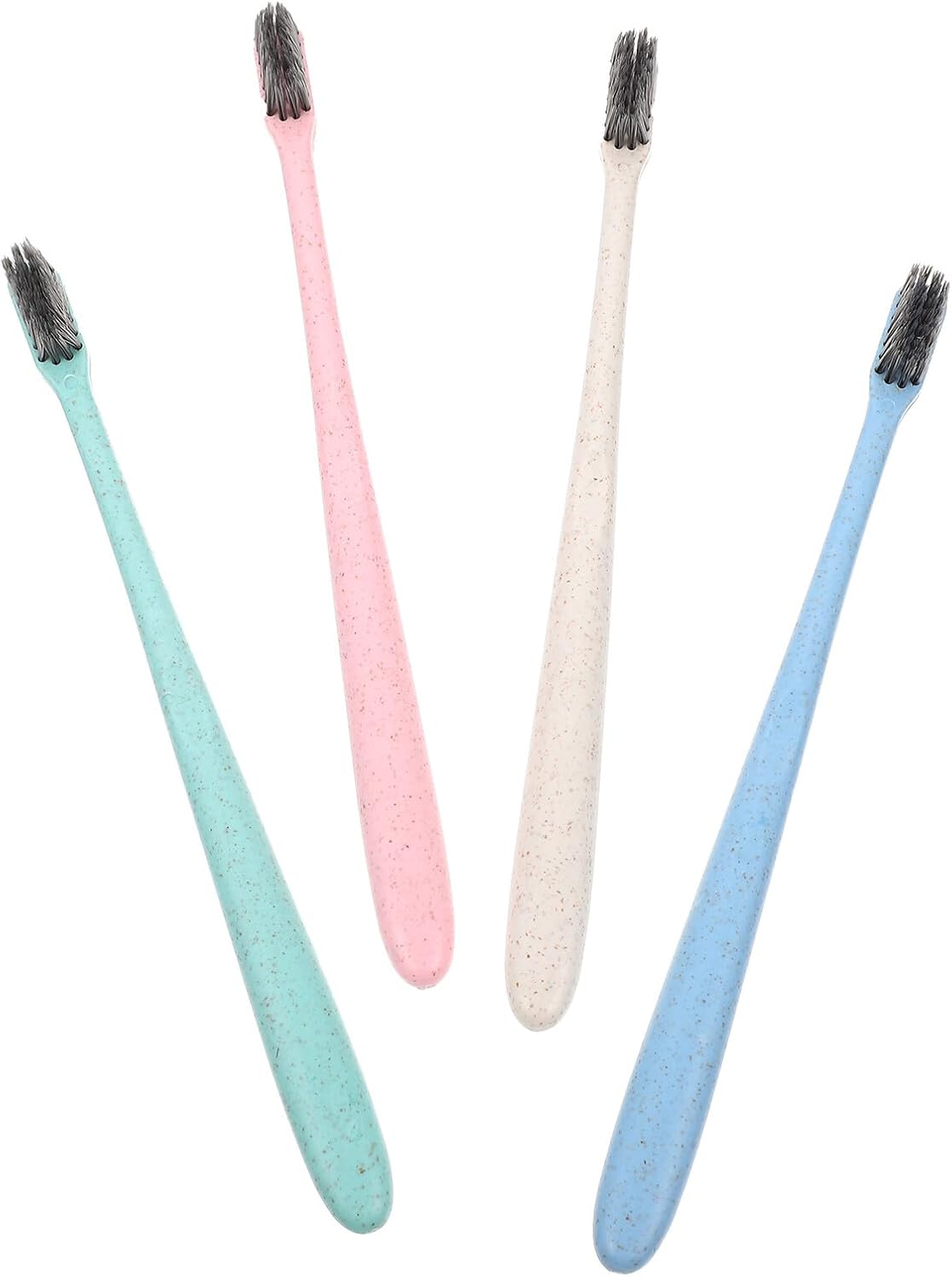 12Pcs Household Toothbrushes with Wheat Straw Handles Soft Charcoal Bristles Ergonomic Anti-Slip Design Comfortable Teeth Cleaning for Adults Portable Travel Oral Care Mixed Colors