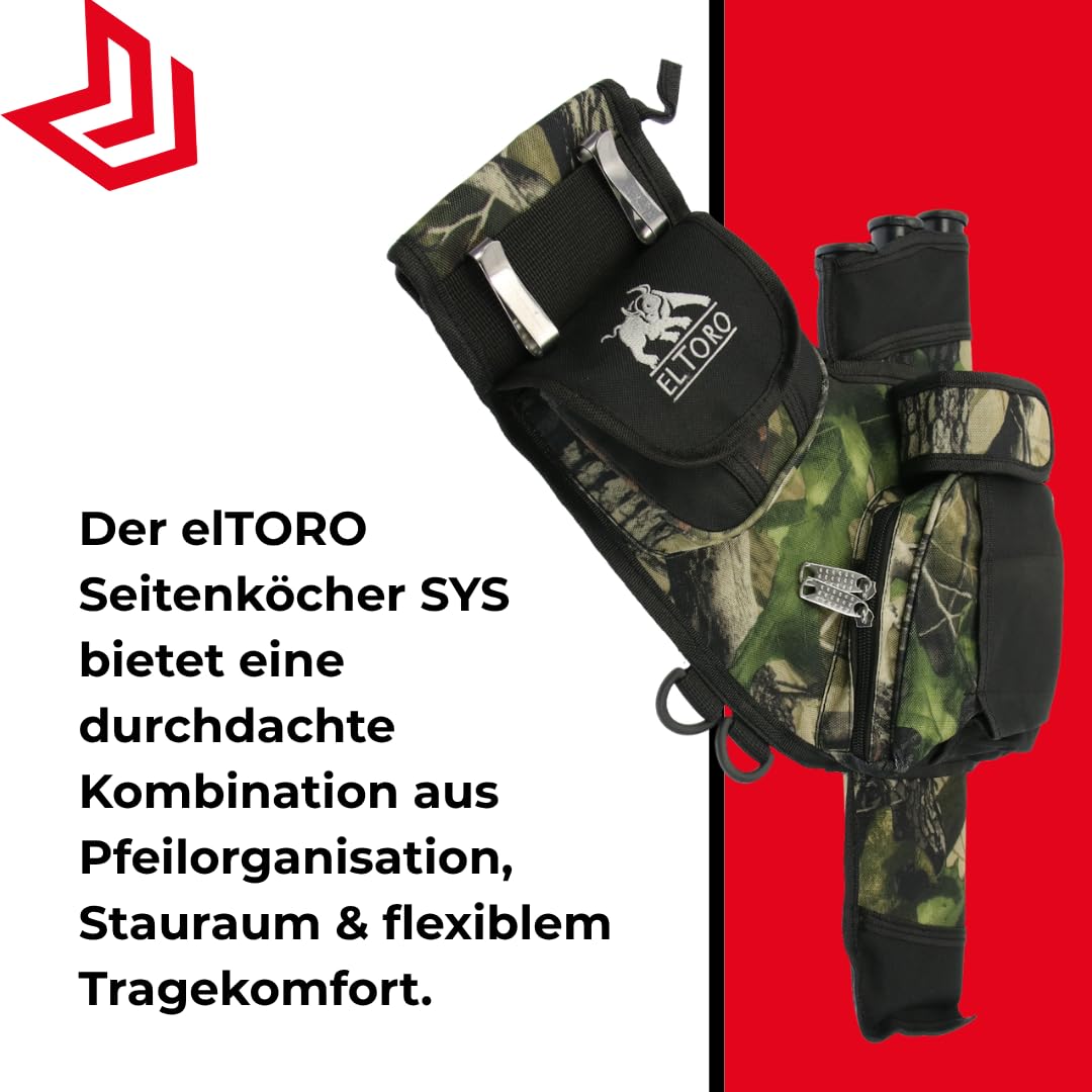 elToro Seitenköcher Sys Rechtshand, Gürtelköcher für Bogenschießen | 3 Röhren für Pfeile, Köcher für Pfeil und Bogen, Bogensport Zubehör