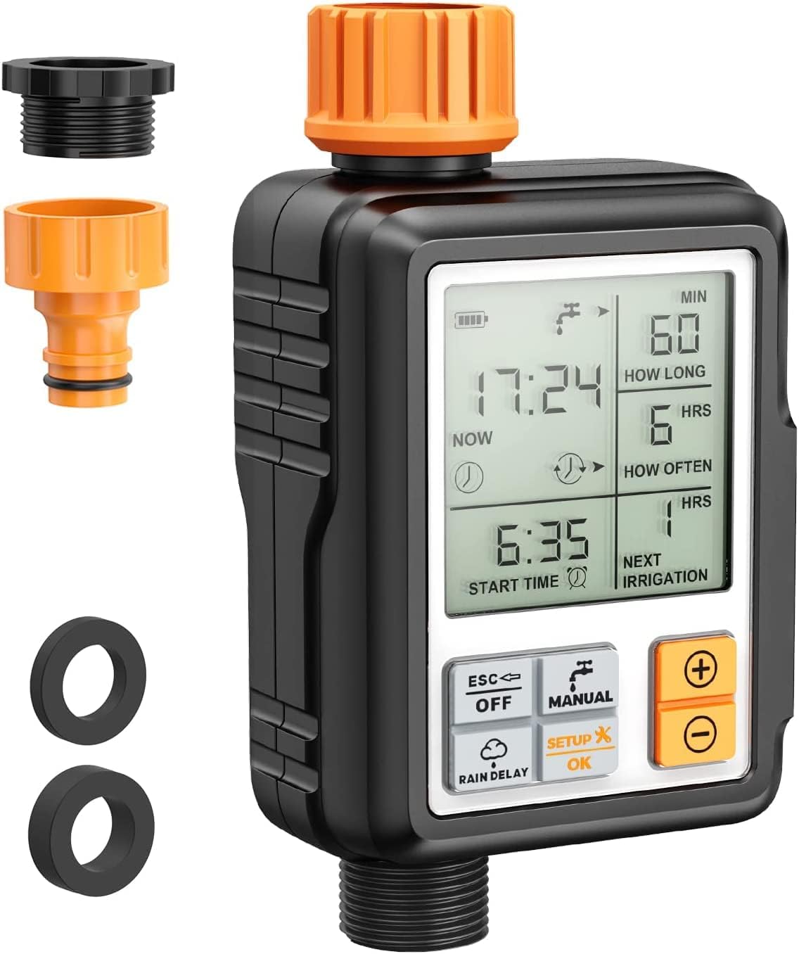 Water Timer for Garden Hose, Sprinkler Timer Outdoor with 3" Large Screen, IP65 Waterproof Hose