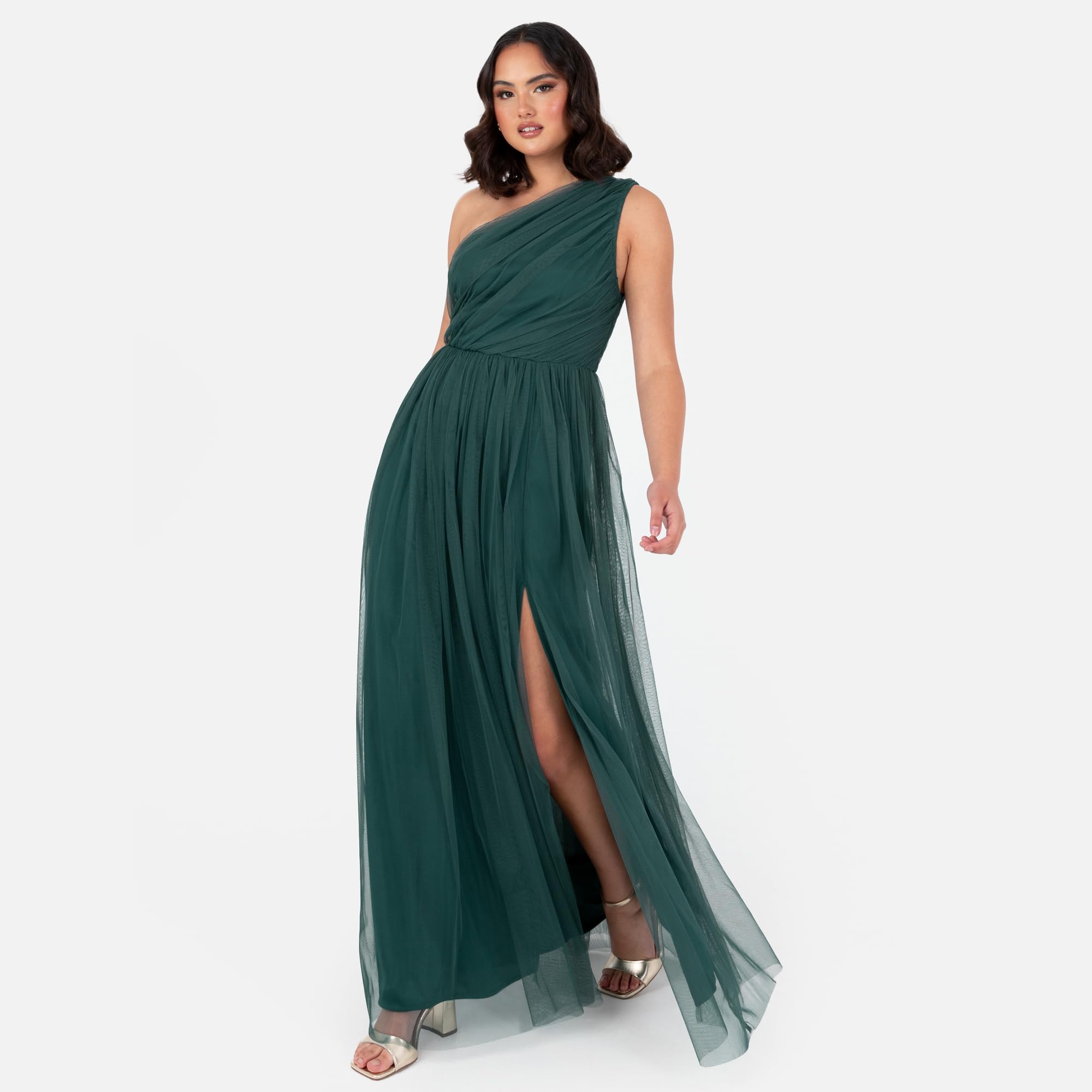 Anaya with Love Womens Ladies Maxi One Cold Shoulder Dress with Slit Split Sleeveless Prom Wedding Guest Bridesmaid Ball Evening Gown Vestido Mujer (Pack de 1)