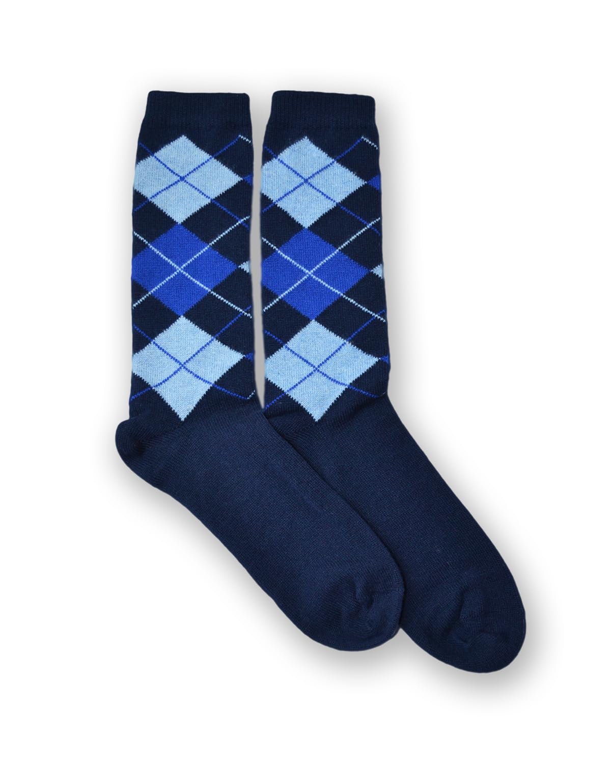 Lona Scott Mens Cashmere Socks, Made in Scotland, Navy Argyle, Medium