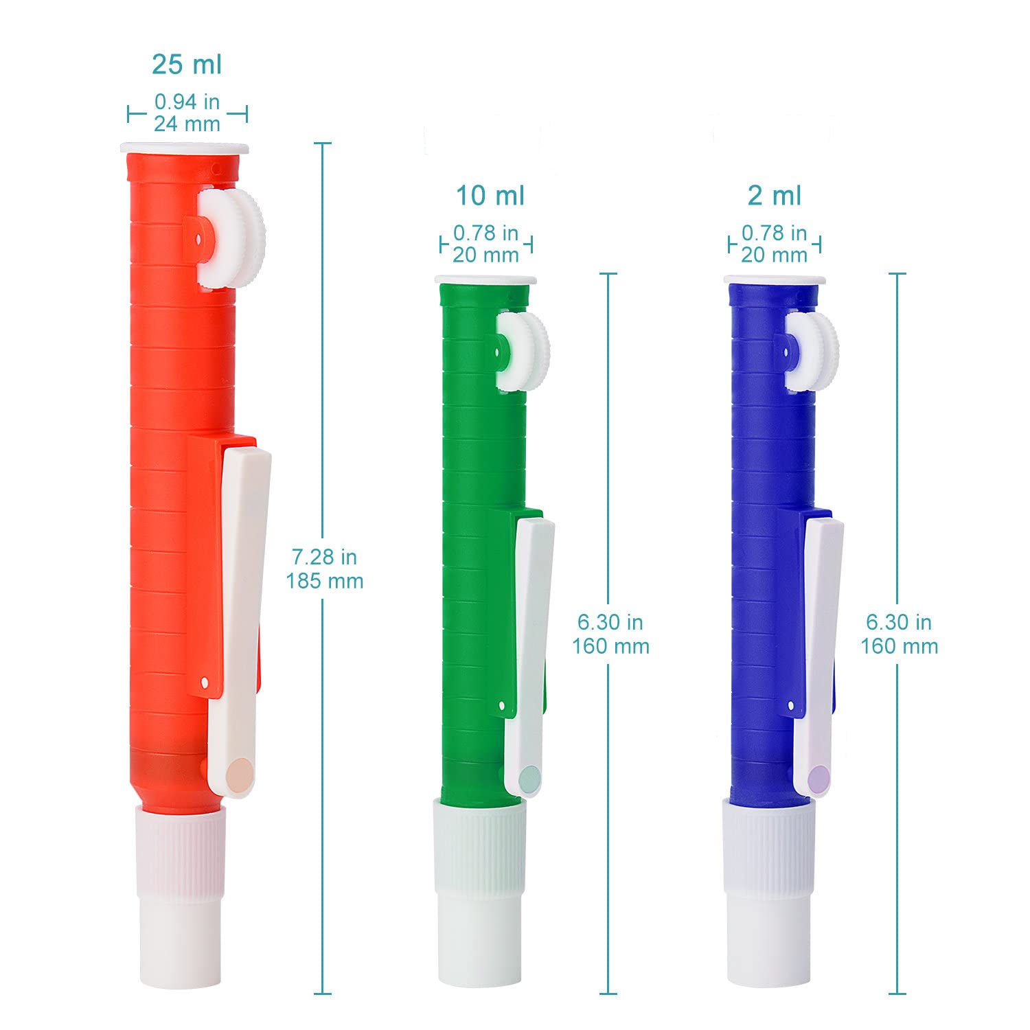 【pipippi】 stonylab Pipette Pump Set, 3 Color-Coded Pipette Pimps Pipet
