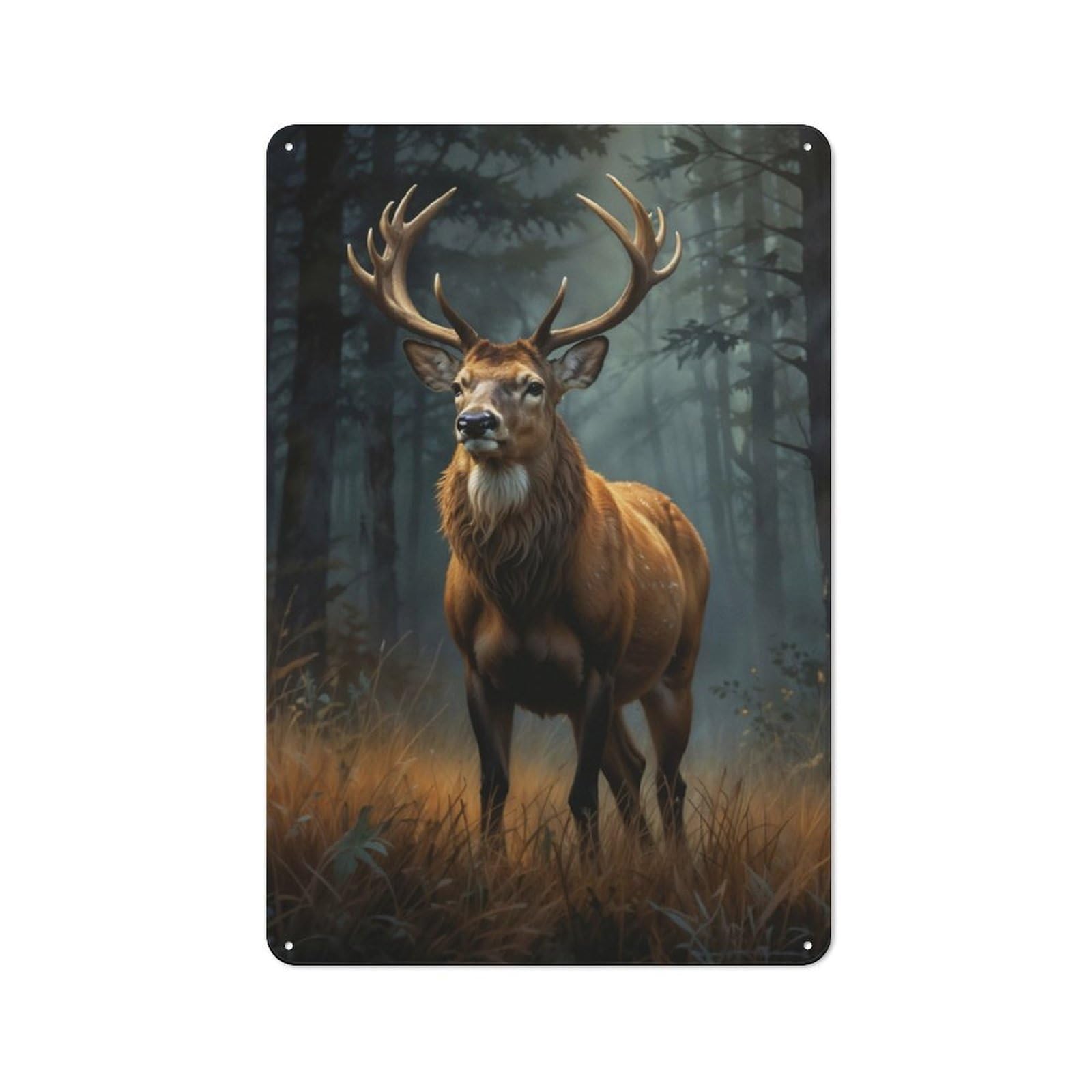 Junmoney Majestic Deer In Forest For Garden Room Or Summerhouse, Retro Tin Sign 30X20cm, For Garage, Workshop And Man Cave Decoration