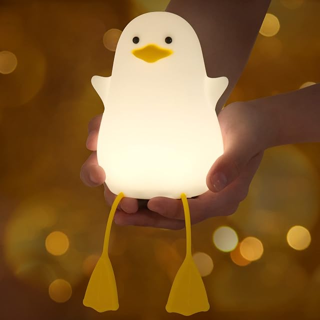 Anywin Duck Night Light,Benson Duck lamp,Cute Seagull Night Light for Kids with Warm Color & Dimming Function, 1200mAh Rechargeable Duck Baby Night Light with 20' Timer & Touch Control, Warm White