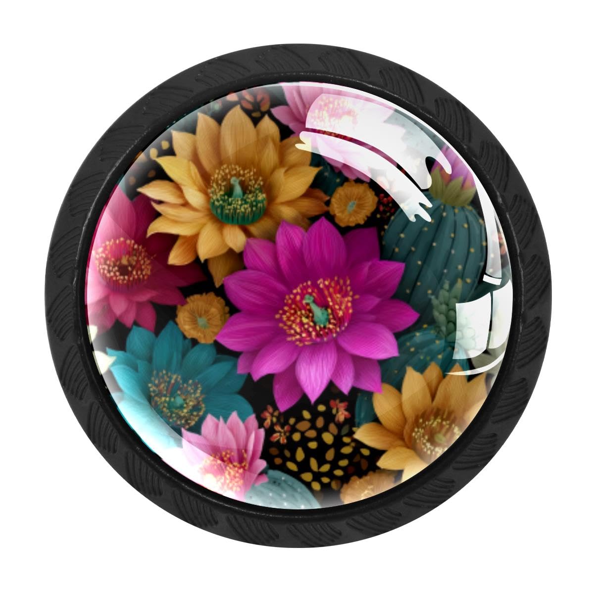 4 PCS Kitchen Cabinet Knobs, Cactus Flower Drawer Knobs Dresser Handles