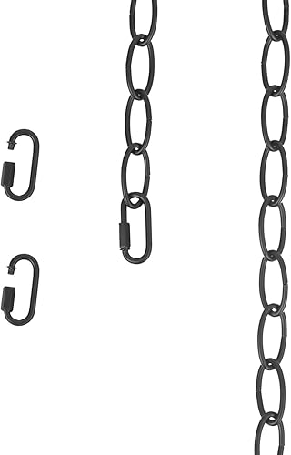 LNC Accesorios de iluminación colgante de 19 pies con cadena de extensión de bucle adicional para candelabro, 2 hebillas, color negro