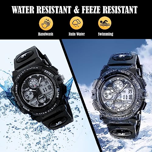 Image of V2A Nova Pro Kids Watch for Boys Age 8-14 | 44mm Analog Digital Sports Watch | Alarm Stopwatch Backlight | TPU Strap | 30M Water Resistant | School & Birthday Gift | Gift for Boy