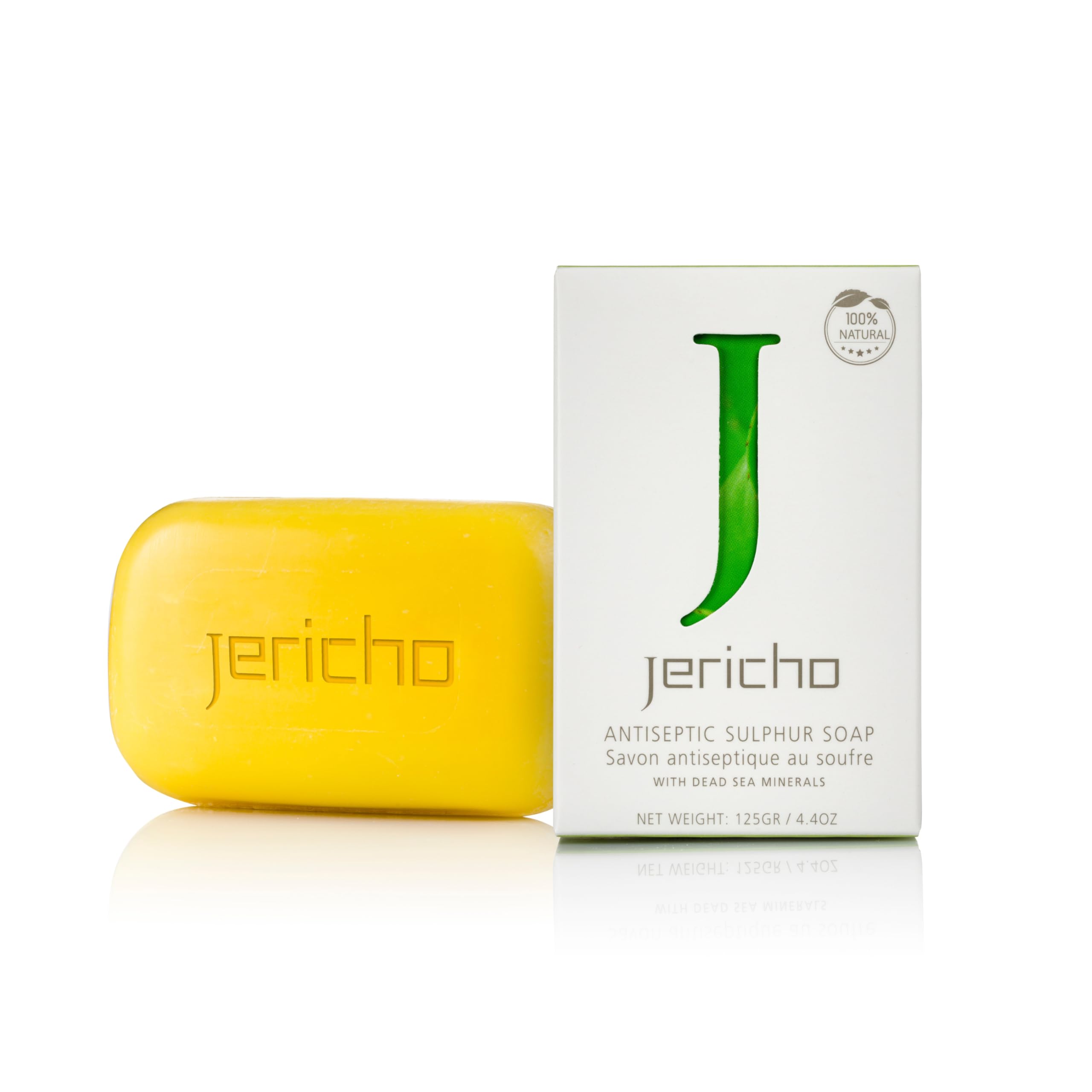 Jericho Dead Sea Sulfur Soap with Olive Oil – Helps with Acne, Psoriasis, Eczema & Blackheads – For Oily to Normal Skin – Vegan Face & Body Bar for Men & Women, 4.4 Oz / 125 g (Pack of 1)