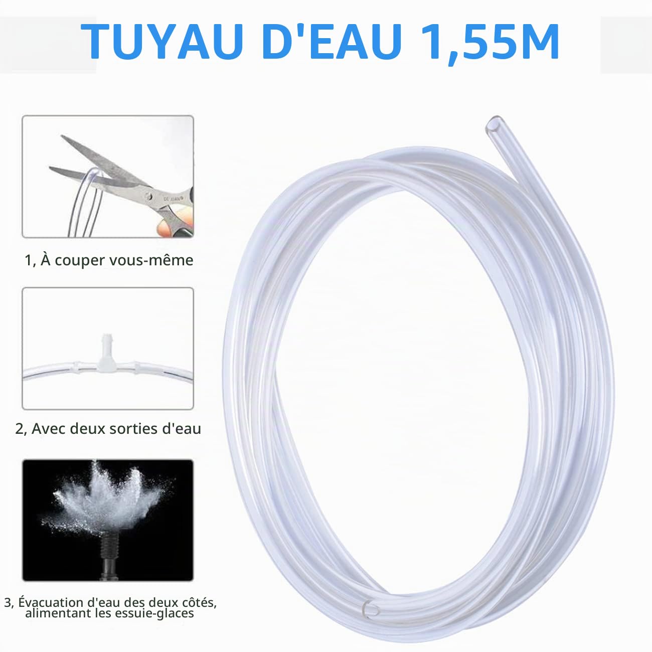 Kit de Pompe de Lave-glace Universel 12V Réservoir Pour Voiture Bateau | Avec Tuyau, Câbles Électriques Et Accessoires De Montage Inclus