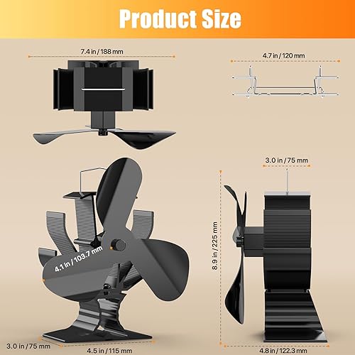 Miniatura 5 de Signstek Ventilador de estufa de leña para calentador Buddy, ventilador de chimenea alimentado por calor con soporte para Mr Heater Propano,