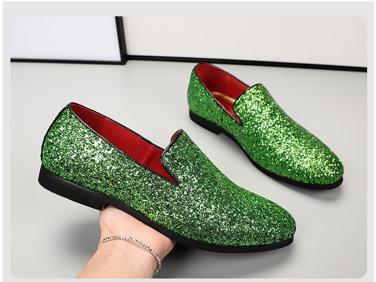 Men's Loafers Shoes Pointed Toe Shiny PU Leather Smoking Shoes Lightweight Flat Heel Flexible Walking Outdoor Slip On4