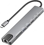 USB C Hub (8 in 1), Multiport Adapter with Gigabit Ethernet, 100W PD, 4K HDMI, USB 3.0/2.0, USB-C Data, SD/TF Slot – for Mac & Windows – 8 Ports