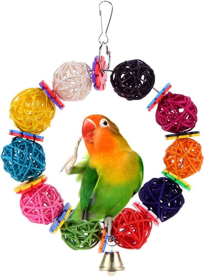 Mrli PetParrot Toys, Colour Rings Balls Chew Toys for Budgies Parakeet Cockatiels Cockatoo Conure Lovebird