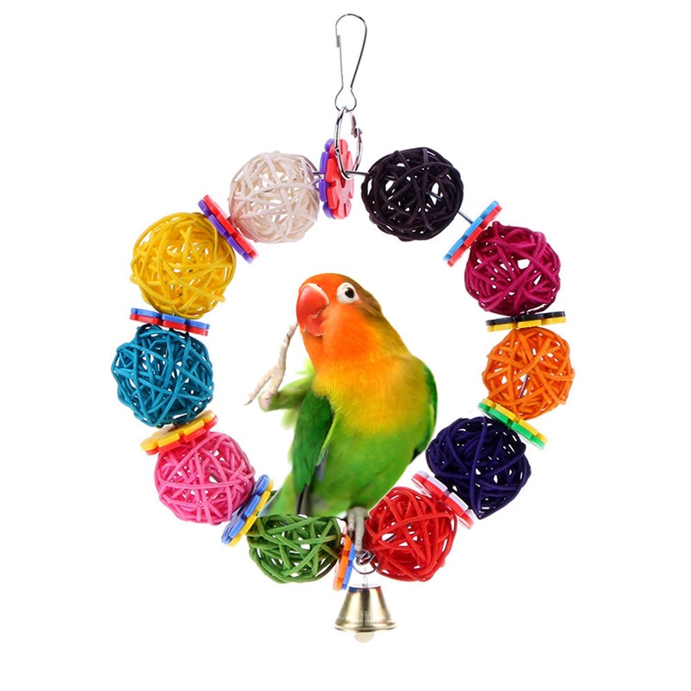 Mrli PetParrot Toys, Colour Rings Balls Chew Toys for Budgies Parakeet Cockatiels Cockatoo Conure Lovebird