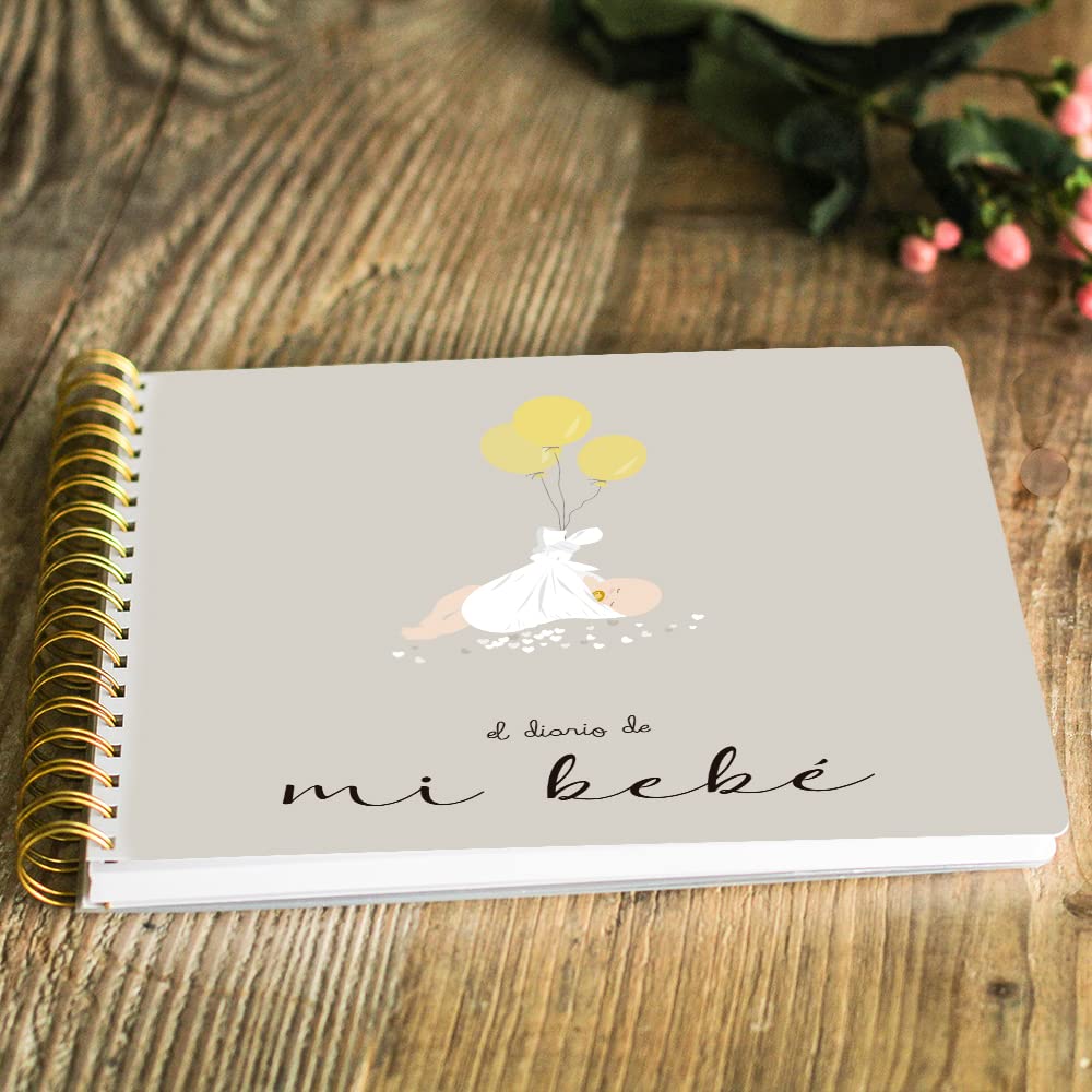Susiko Diario del Bebé, Unisex, Álbum, Libro de Recuerdos Precioso para tu Hijo el Día de Mañana, Aquí Empieza la Aventura Blanco (SSKDIA)