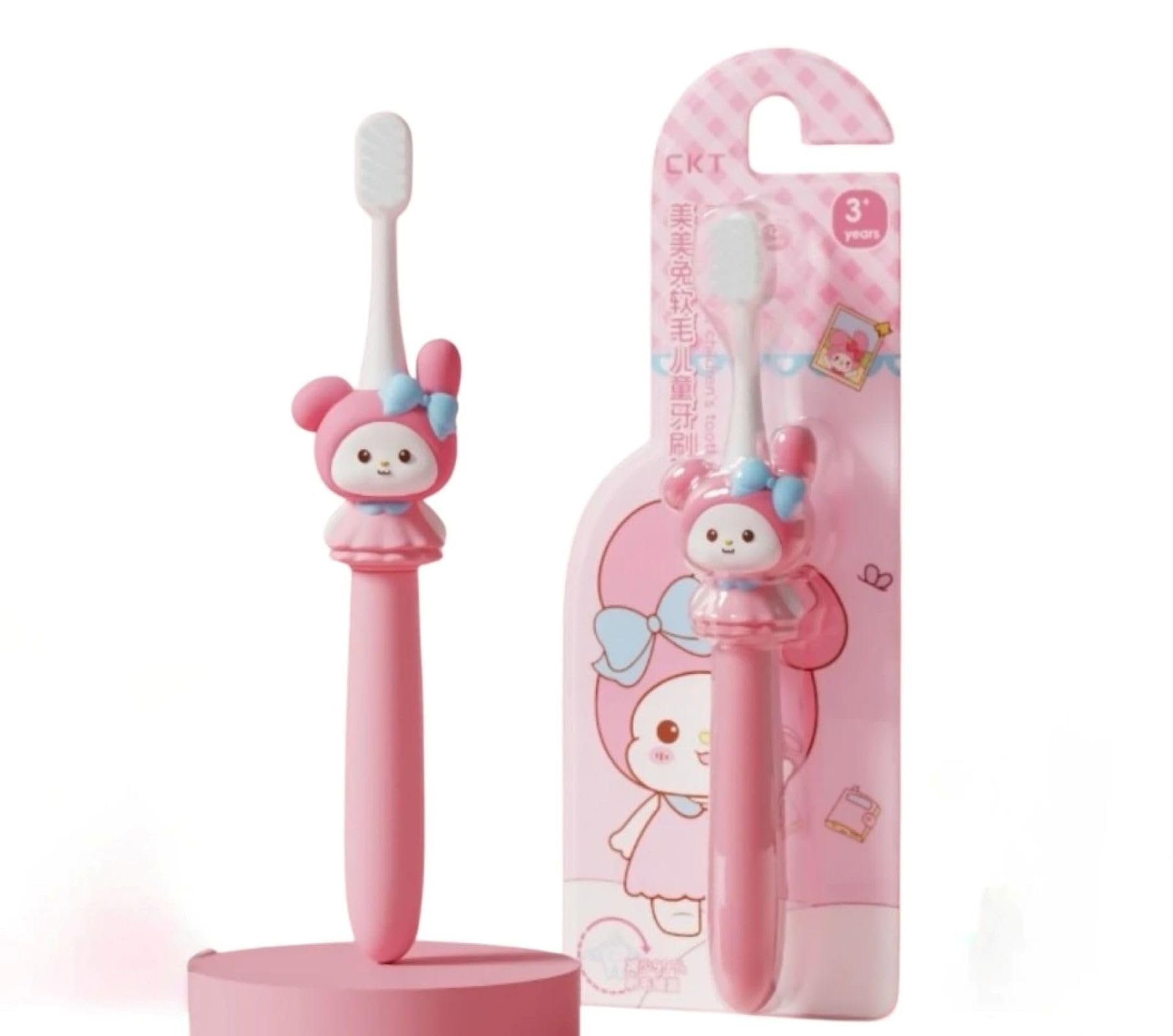 DC DECORIO Kids Manual Toothbrush Soft Bristles, for Children 3-10 Years with Coloured Handle Design (Pack of 1, Light Pink)-image-20