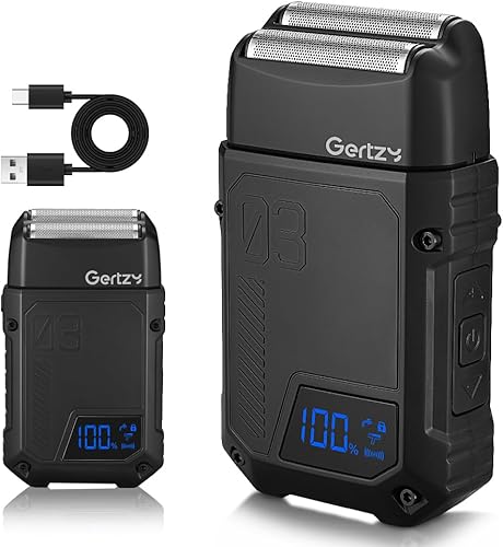 Gertzy Afeitadora eléctrica para la cara de los hombres, afeitadora inalámbrica para barba, resistente al agua en seco y húmedo, afeitado ajustable