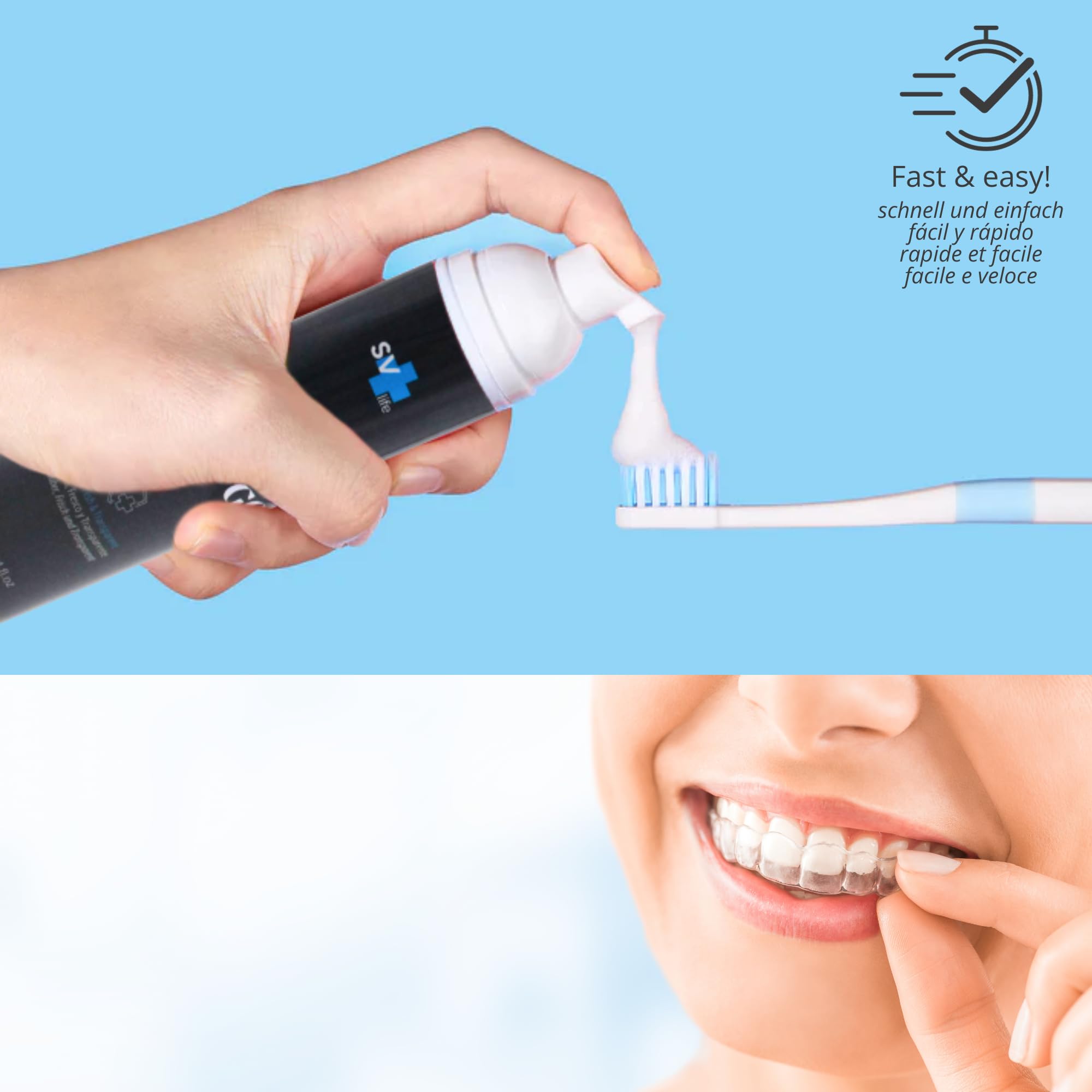 Pianka Czyszcząca do Przezroczystej Ortodoncji Retainer Cleaner | Aligners, Szyny, Retainery | Formuła 2w1 z Aktywnym Tlenem, Świeża Mięta (100 ml)