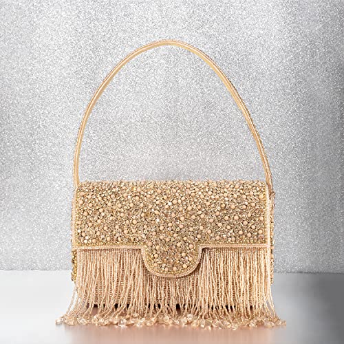 Image of Peora Black Clutch Purses for Women Stone Studded Handmade Handbags Party Bridal Clutch