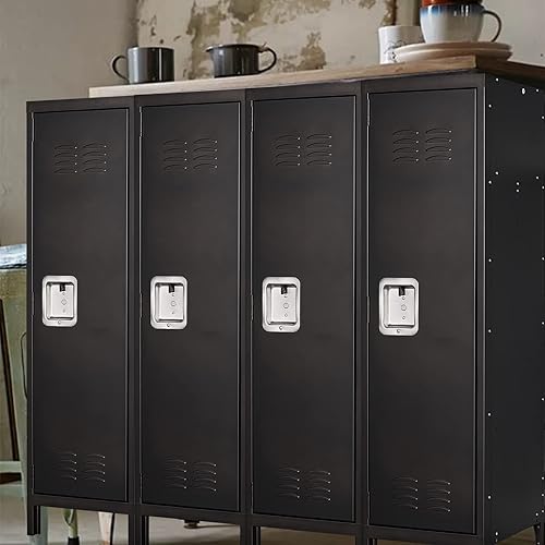 Miniatura 4 de SISESOL Armario de almacenamiento de metal para taquillas, armarios individuales con bloqueo, armario de almacenamiento con ganchos para empleados,