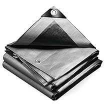 VOUNOT® Telo Impermeabile Esterno 1.5x6m, Telone Occhiellato Impermeabile Rinforzato PE 240 g, m², Telo Protettivo Multiuso per Barche, Legno, Piscina, Mobili da giardino, Auto, Grigio-Nero