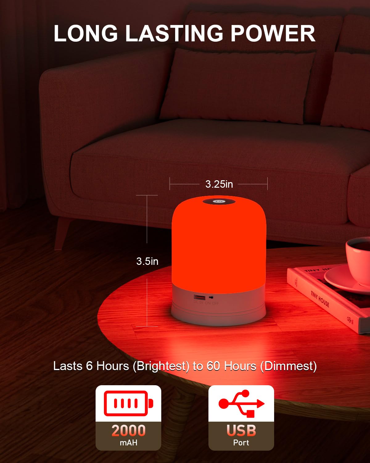 Luz nocturna de terapia roja para ayuda al sueño, lámpara de luz roja de 630 nm que promueve el sueño natural, luz nocturna recargable para dormitorios de adultos y niños