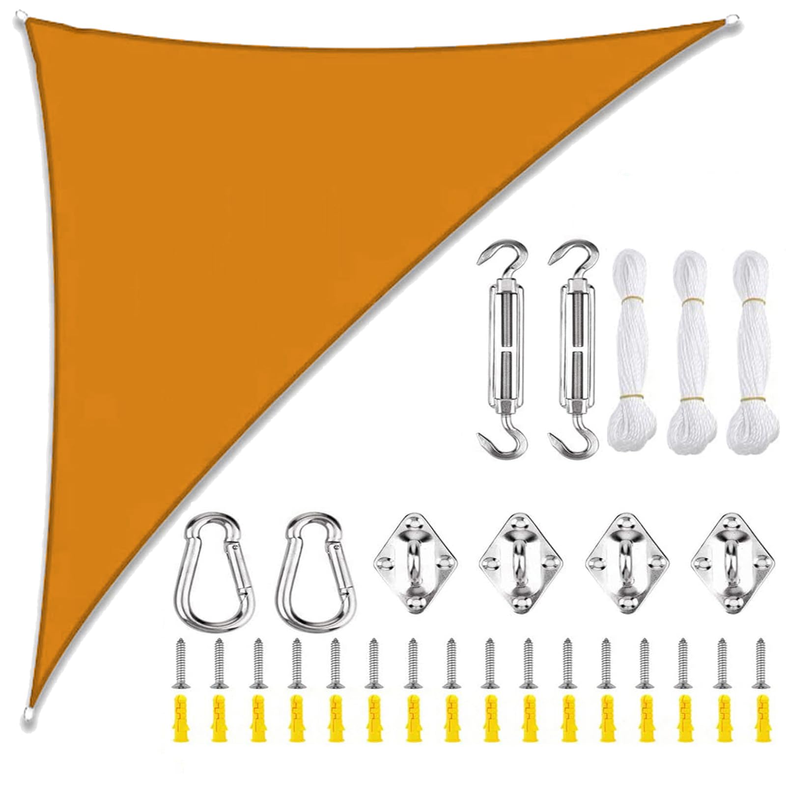 Sun Shade Sail Triangle Waterproof, Sunscreen Awning Canopy with Rope Fixing Kits, Triangle Patio Sail Pergola for Outdoor Garden Patio Party Backyard Yard Camping-Mango Yellow||2x2x2M โ image 1