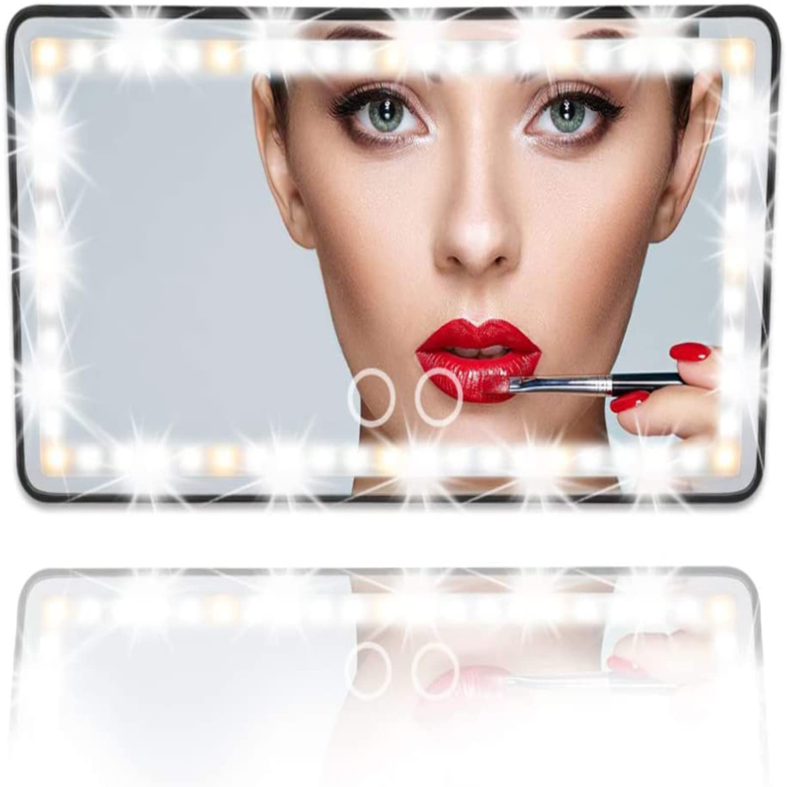 Car Visor Mirror with LED Light, Rechargeable Car Mirror Light, Car Visor Vanity Mirror with 3 Light Modes, Innovative Car Mirror Accessories, Makeup Mirror with Light for All Car, Black