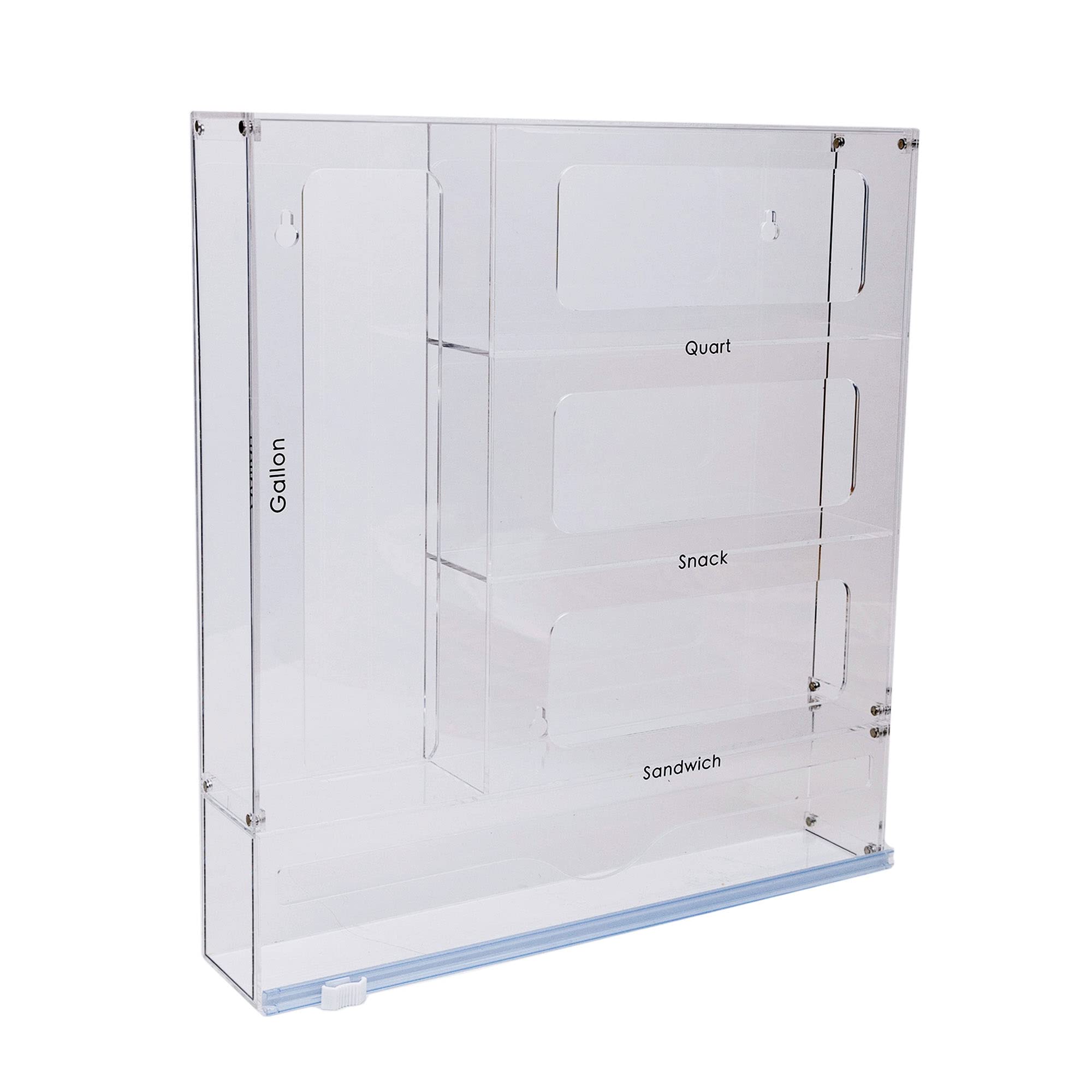 Photo 1 of *Loose Hardware* Versatile 5-In-1 Acrylic Ziplock Bag Organizer with Cling Wrap Dispenser with Cutter (Clear)