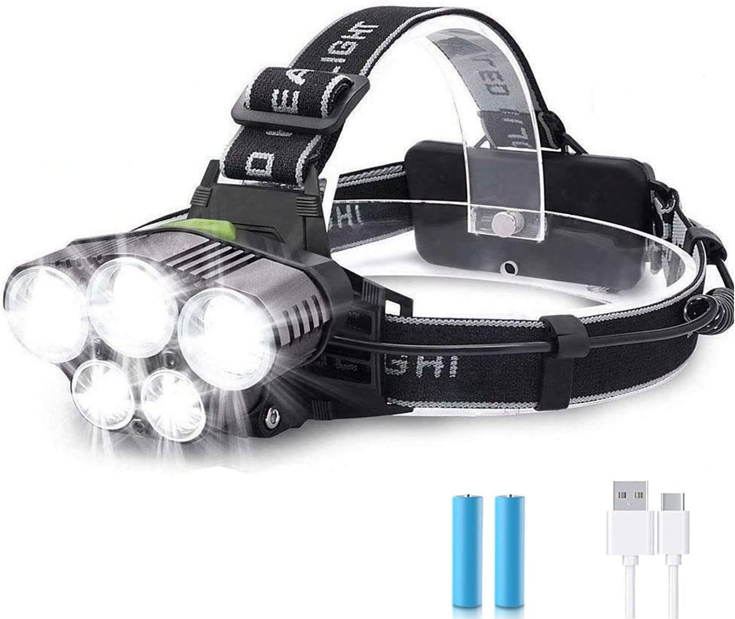 Rechargeable Headlamp, SEIKETSU Headlamp Flashlight with 5 LED Lights & 6 Working Modes, White Red Lights, 1500 LM Waterproof Head Lamp with USB Cable & 2 Batteries : Tools & Home Improvement