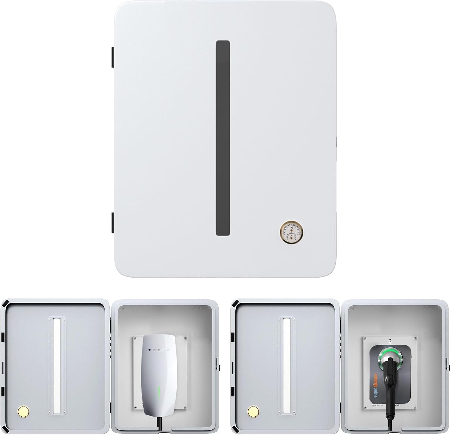 Charger Station Box Compatible with Tesla Gen 3 Wall Connector and ChargePoint EV Charger, Cable Organizer Holder Lock Cover Outdoor Rainproof, Snowproof, Dustproof, Theftproof, Rustproof 2303-Small window cover white
