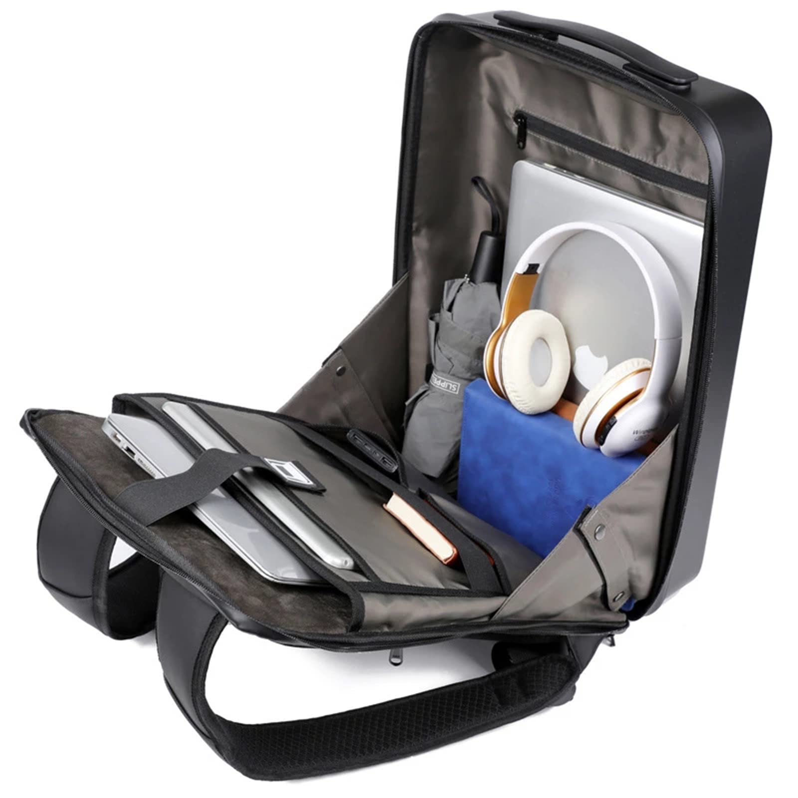 Sac à dos pour ordinateur portable à coque dure pour les hommes, sac à dos antivol à verrouillage TSA avec port USB, Business Collège Sac à dos pour ordinateur portable de 17 pouces