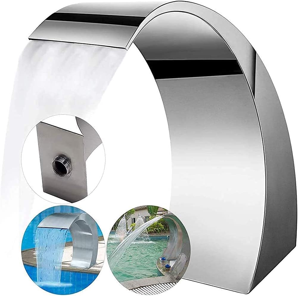 Waterfall Pool Fountain Stainless Steel Outdoor Waterfalls Sheer Descent Pond Water Stainless Steel Swimming Pool Water Curtain,