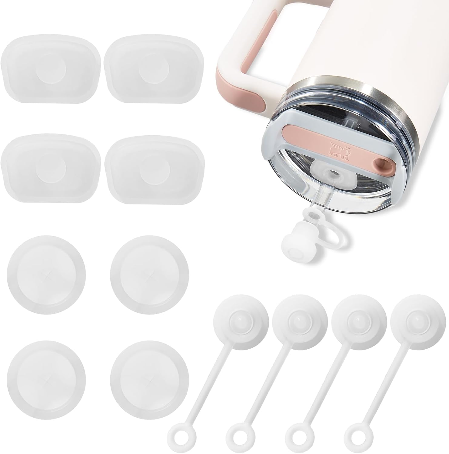HASTHIP Straw Caps for Stanley Cup with Leak Stoppers and Spill-Proof Design 12PCS Silicone Set