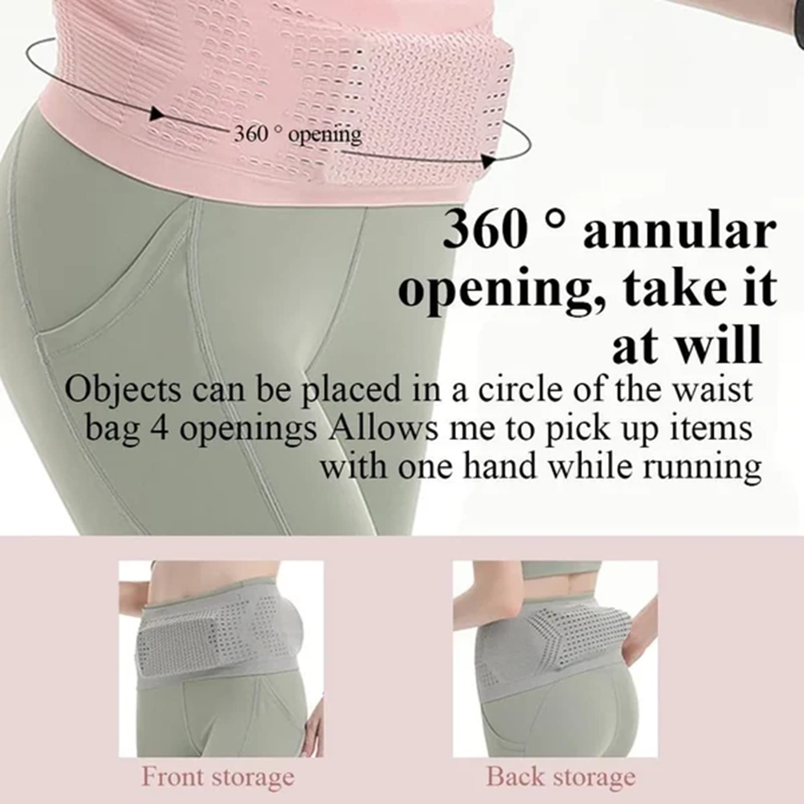 Multifunctional Knit Breathable Concealed Waist Bag, Universal Running Belt, Large Capacity Running Waist Fanny Pack, Adjustable Moisture Wicking Storage Belt Pack for Women Men (Grey, S)