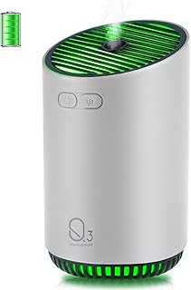 Famedy Mini Travel Humidificateur à batterie à piles portable avec diffuseur sans fil pour Yoga, Spa, Arrêt automatique de l'humidificateur personnel