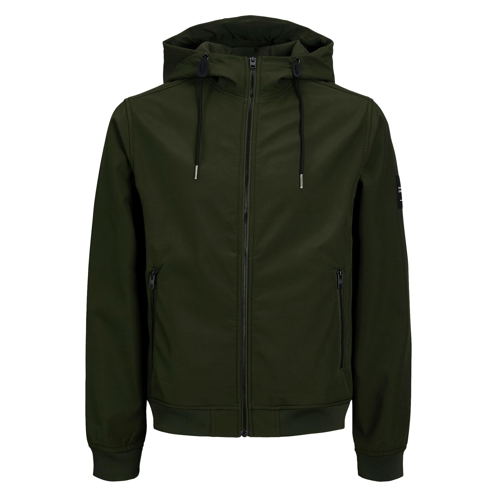 Jack And Jones Men's Green Zipped Hooded Softshell Jacket in Size M, Sports Direct