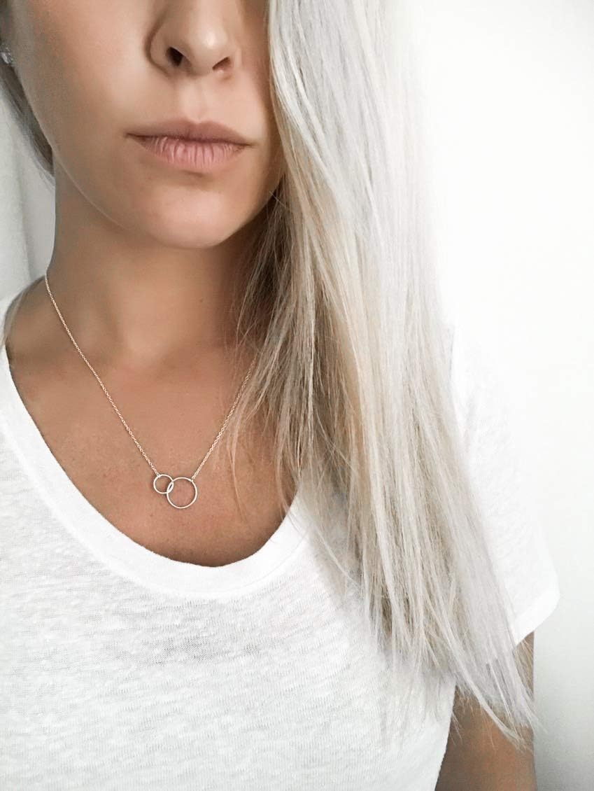 Pure 925 Sterling Silver Mother Daughter Interlocking Circle Necklace - Infinity Mothers Day Gift, Mother of the Bride Gift, Great Necklace for Teen Daughter - Image 4