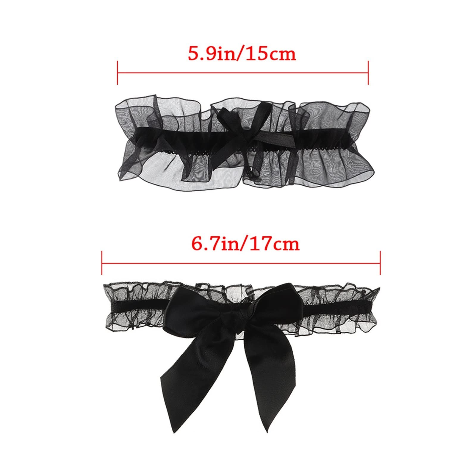 Accessori per Feste per Giochi di Ruolo Giarrettiera in Pizzo con Fiocco da Sposa Elastico (Color : White1, Size : One Size) (White2 One Size)