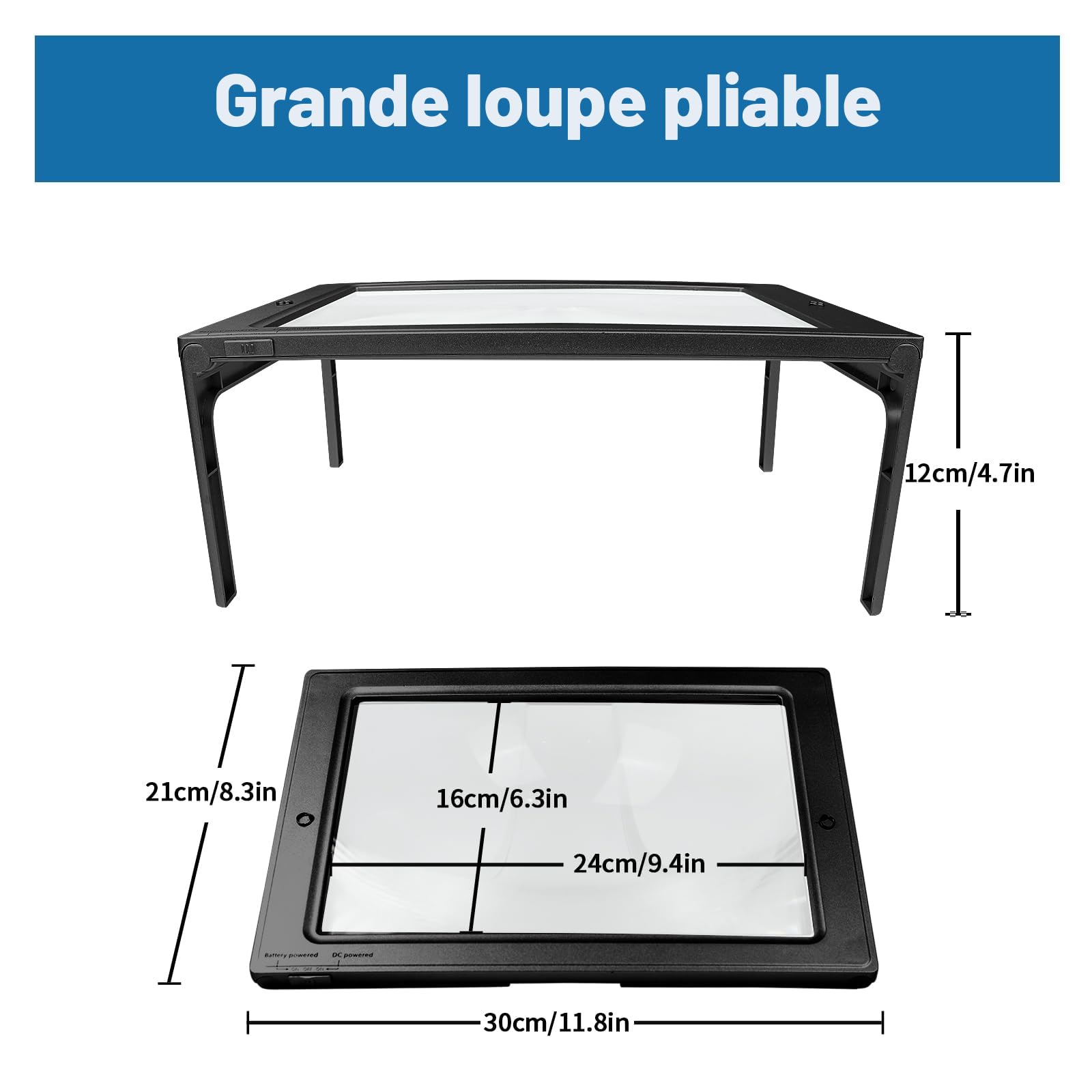 NZQXJXZ 5X Loupe de Lecture, Loupe Grossissante avec 50 Lumineuse LED et Support Pliant Mains Libres, Loup e Eclairante pour Les Personnes âgées, Les Bijoux, Le Travail, la Couture, la Mauvaise Vue