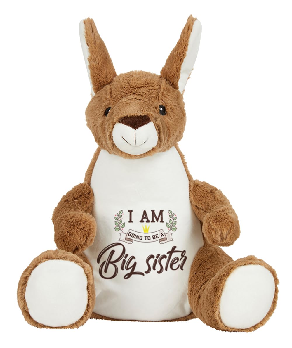 Big Sister Teddy Bear Gift – “I Am Going To Be A Big Sister” Printed Soft Toy | Cute Pregnancy Announcement Gift for Kids Girl | Baby Reveal Plush Toy | Soft Toys Teddy. (Kangaroo)