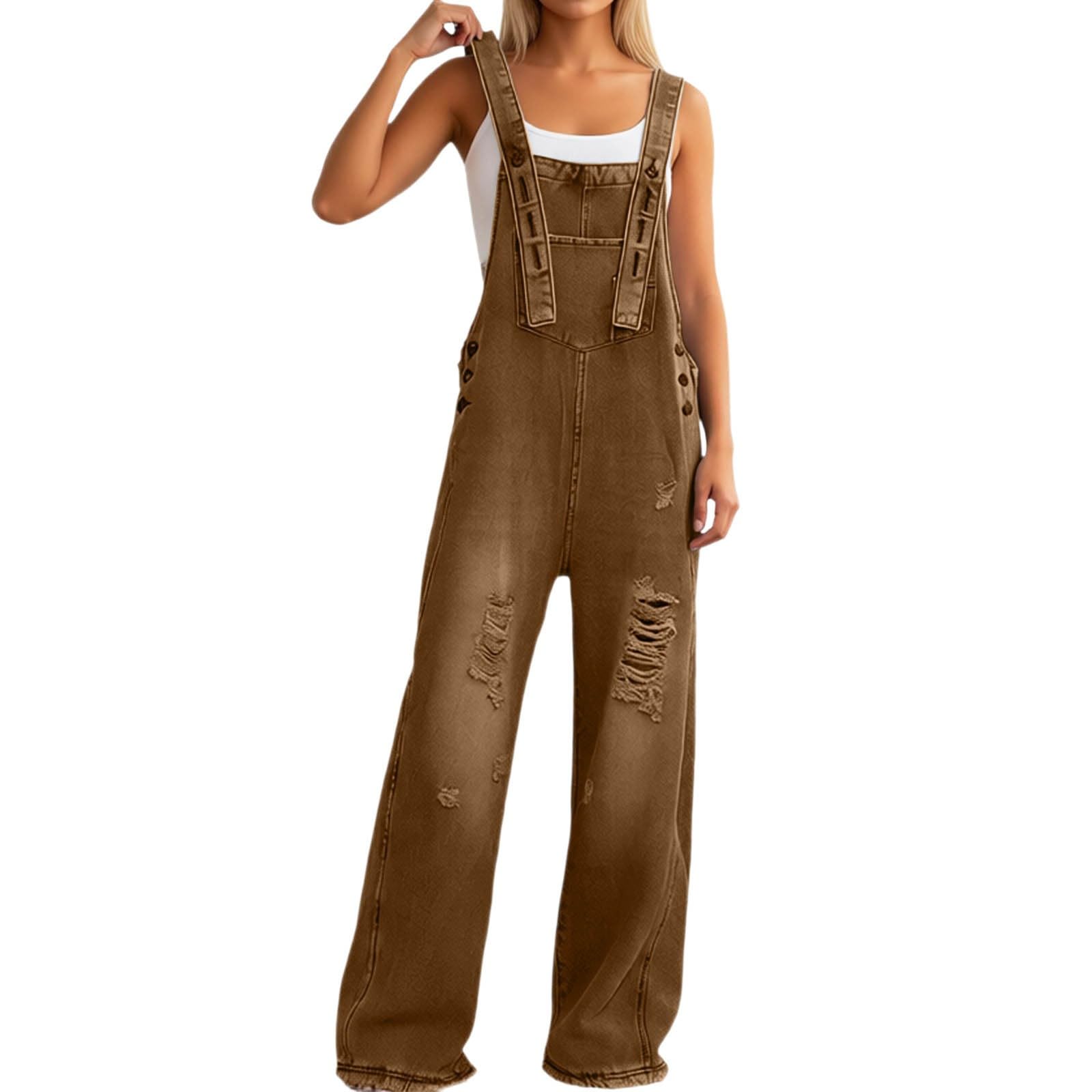 Monos vaqueros mujer con tirantes ajustables retro casual 8