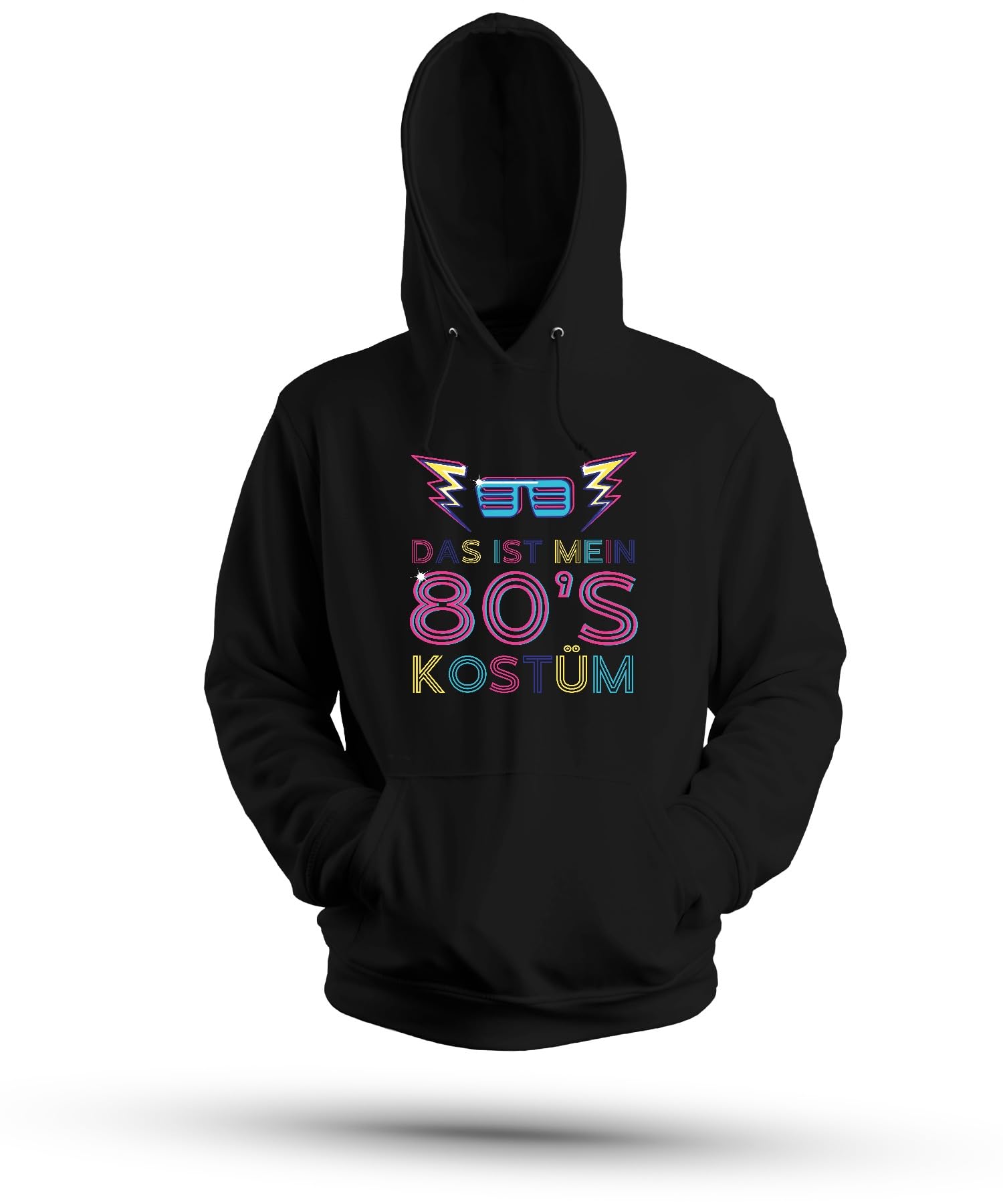 Mein 80'S kostium z lat 80-tych XX wieku, neonowe okulary karnawałowe, uniseks, bluza z kapturem